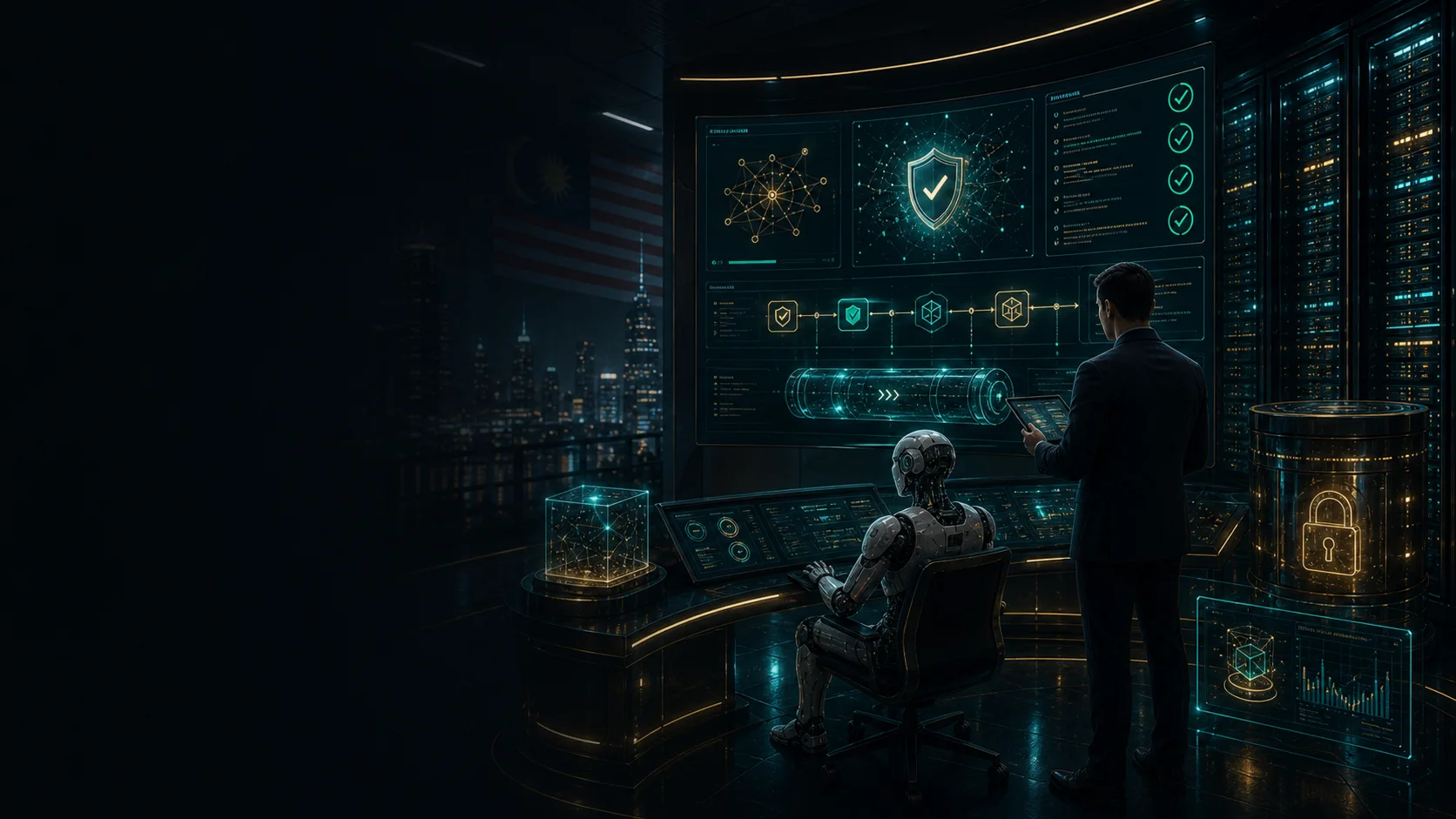 An engineer and an AI agent at an on-premises operations console